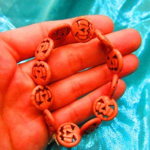 Orange Howlite Pumpkins 7" Stretchy Gemstone Bracelet